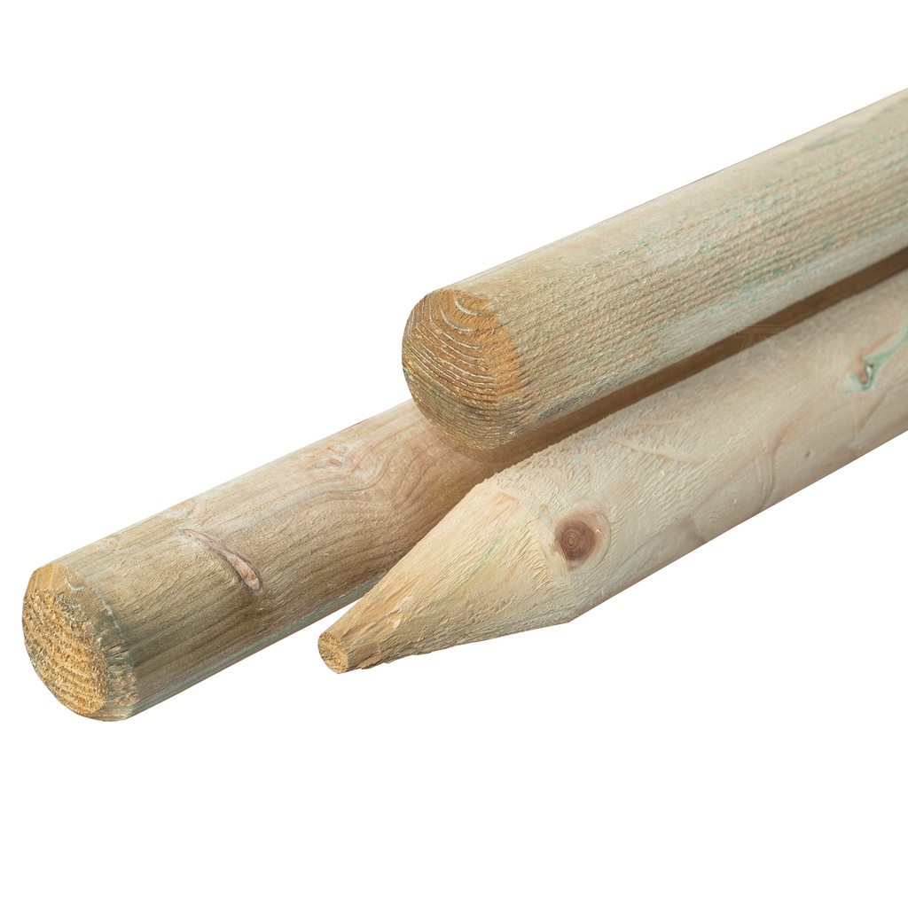 Palissaden geïmpregneerd Ø6x250cm gepunt, gekruind    